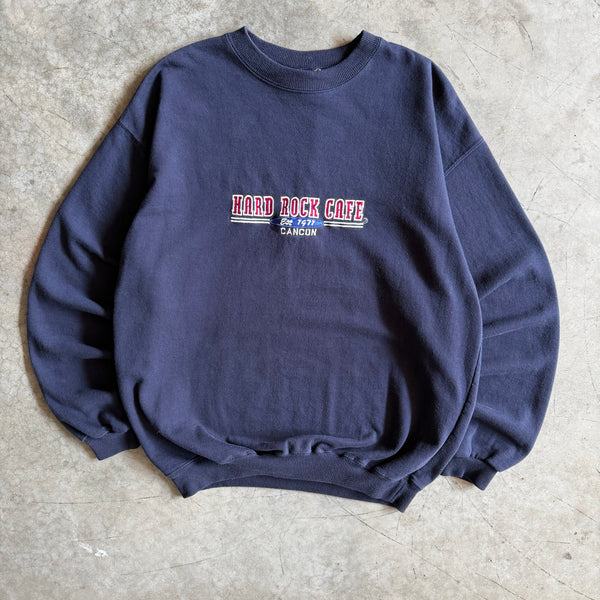 Y2K Hard Rock Cafe Cancun Location Embroidered Spell-Out Sweatshirt