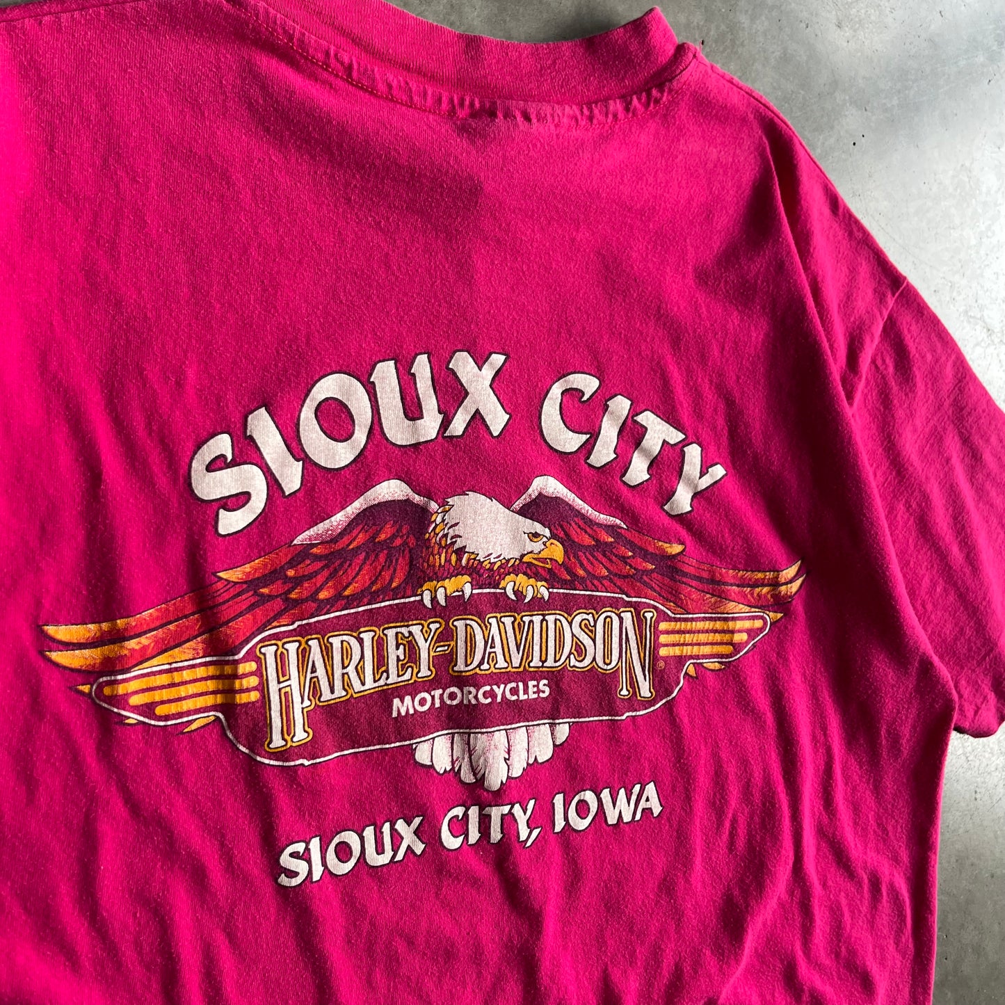Vintage Sioux City Harley Davidson Pink Eagle Tee