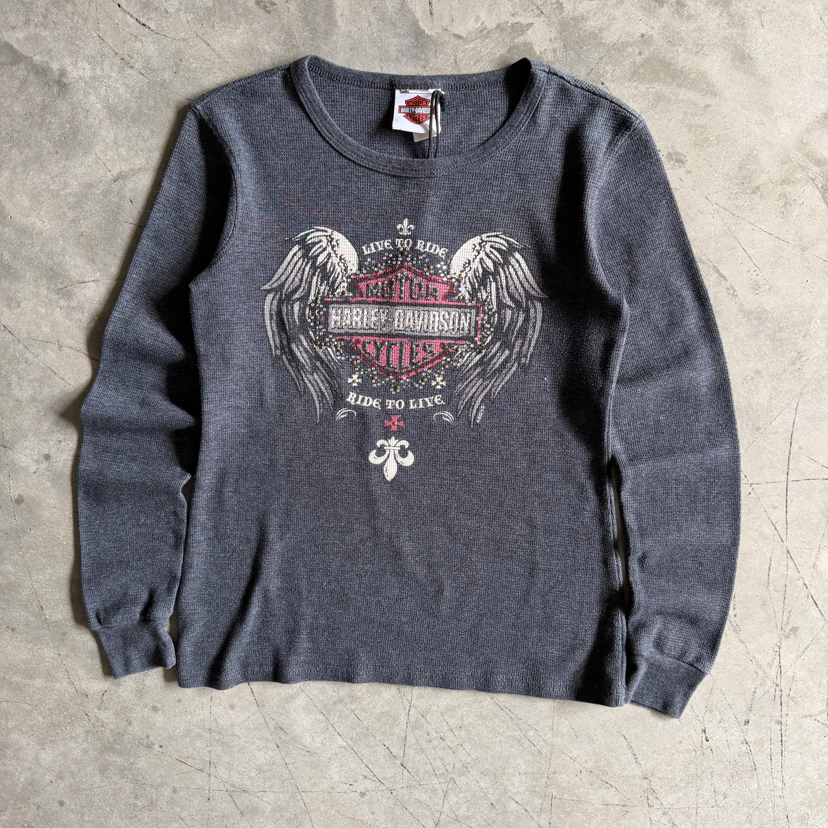 Women’s Harley Davidson Grey Thermal Wing Graphic Long Sleeve