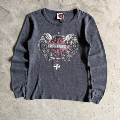 Women’s Harley Davidson Grey Thermal Wing Graphic Long Sleeve