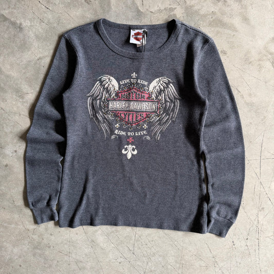 Women’s Harley Davidson Grey Thermal Wing Graphic Long Sleeve
