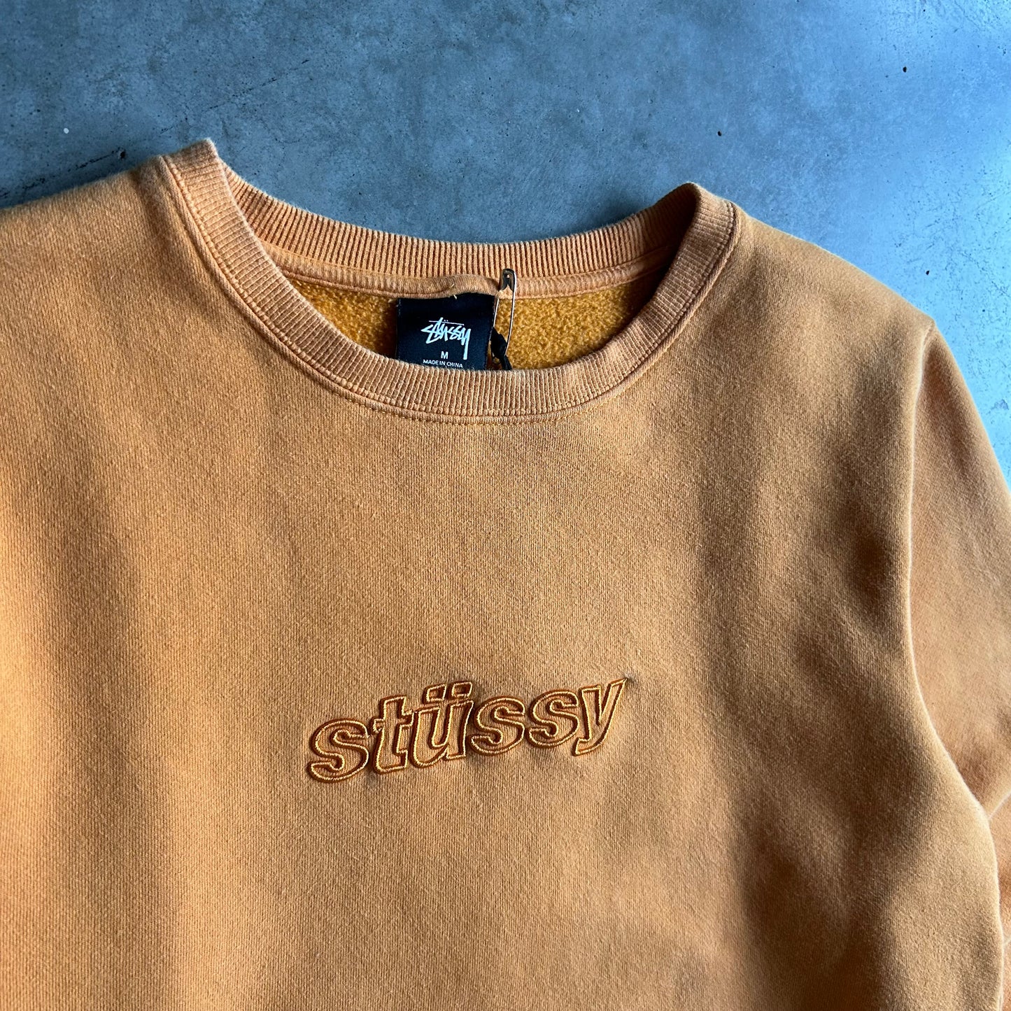 Stüssy Orange Embroidered Logo Sweatshirt