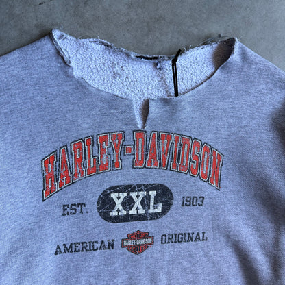 Vintage Harley Davidson Ames IA Chopped Neck Hoodie