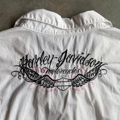 Vintage Women’s Harley Davidson Logo Embroidered Canvas Vest