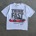 Vintage 90s NASCAR Darrell Waltrip Think Fast T Shirt