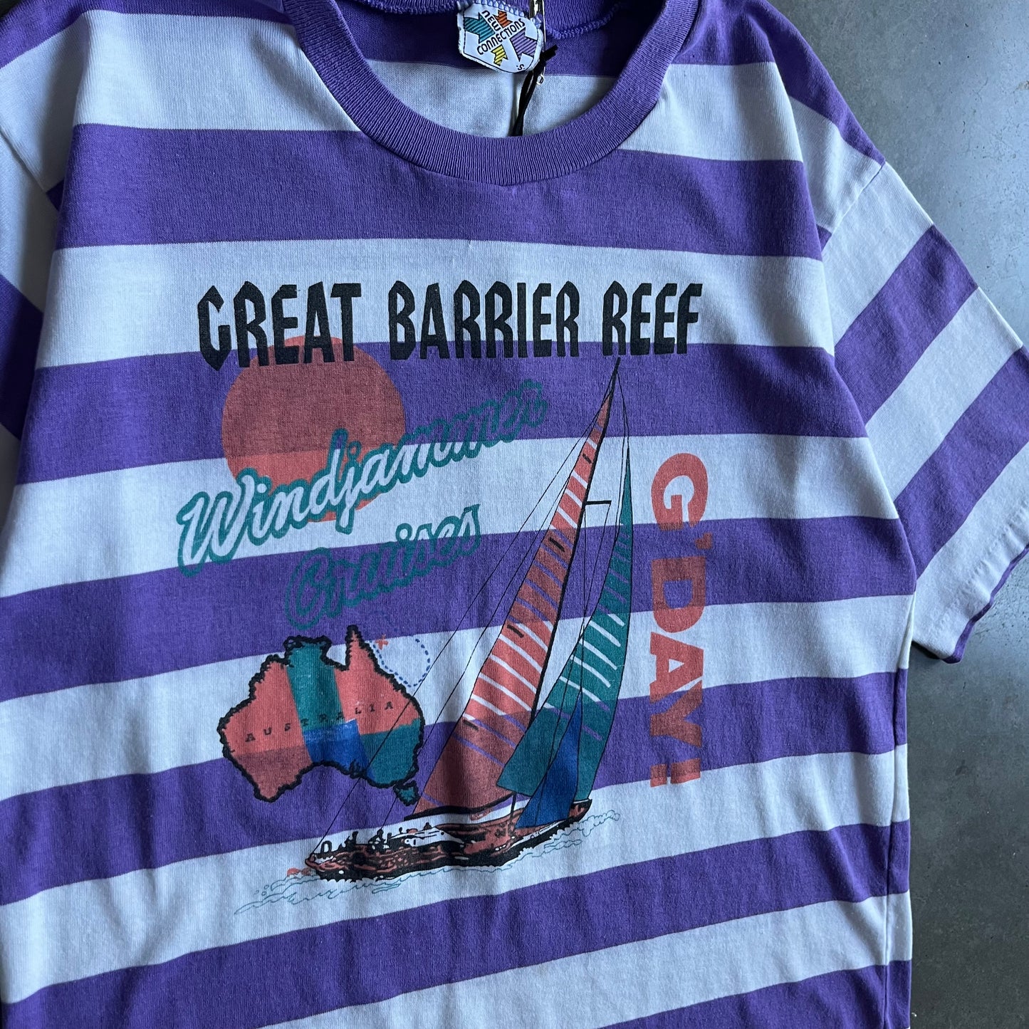 Vintage Striped Great Barrier Reef “G’Day!” Tee