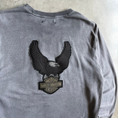 Vintage Harley Davidson Big Eagle Patch Gray Longsleeve