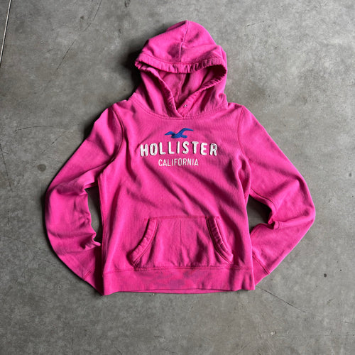 Women’s Y2K Hollister Pink Embroidered Fitted Surfer Hoodie