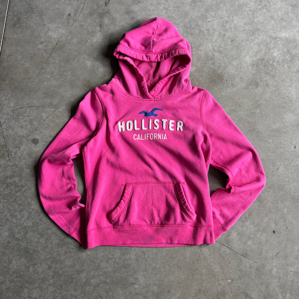 Women’s Y2K Hollister Pink Embroidered Fitted Surfer Hoodie