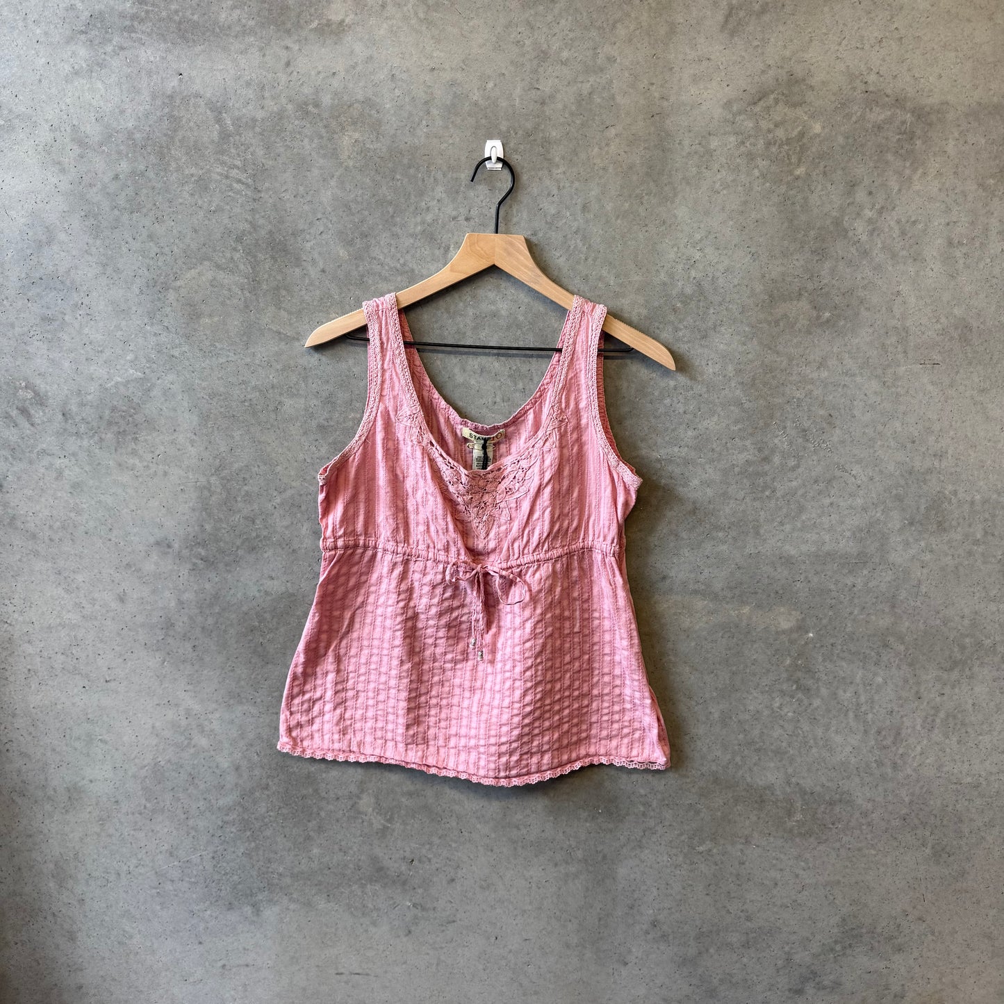 Women’s Y2K Stamp Boho Lace Pink Tank