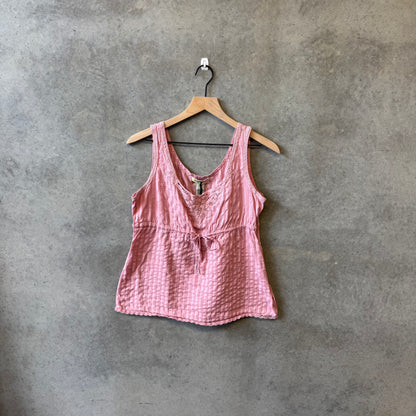 Women’s Y2K Stamp Boho Lace Pink Tank
