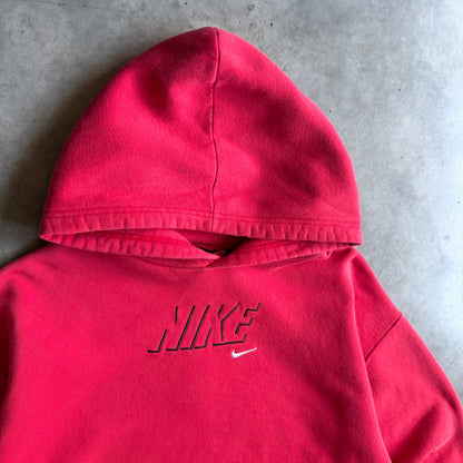Y2K Nike Shadow Embroidered Swoosh Spellout Red Hoodie