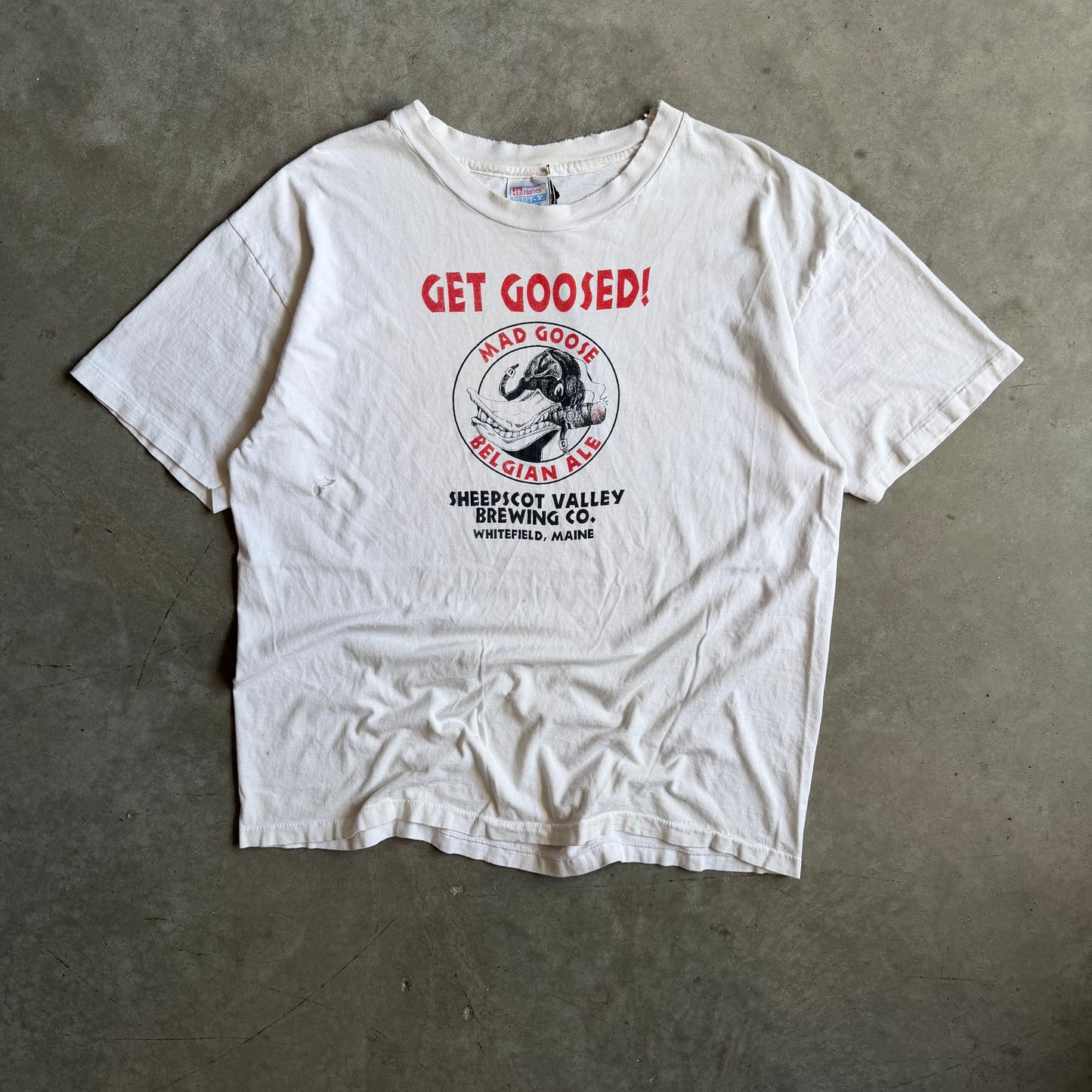 Vintage “Get Goosed!” Distressed Mad Goose Belgian Ale Tee