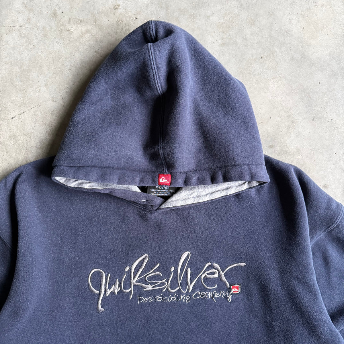 Y2K Quiksilver Boarding Company Embroidered Navy Hoodie