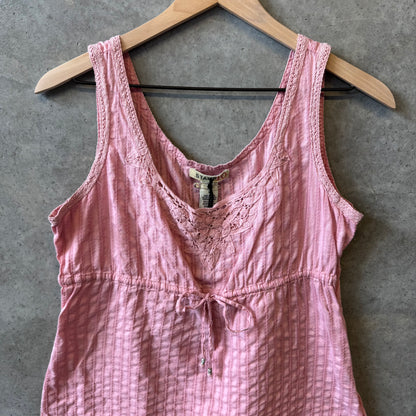 Women’s Y2K Stamp Boho Lace Pink Tank