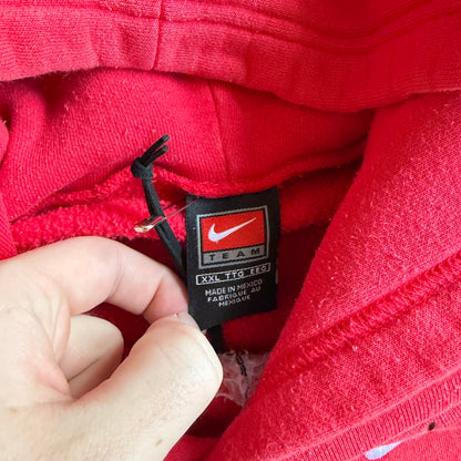 Y2K Nike Shadow Embroidered Swoosh Spellout Red Hoodie