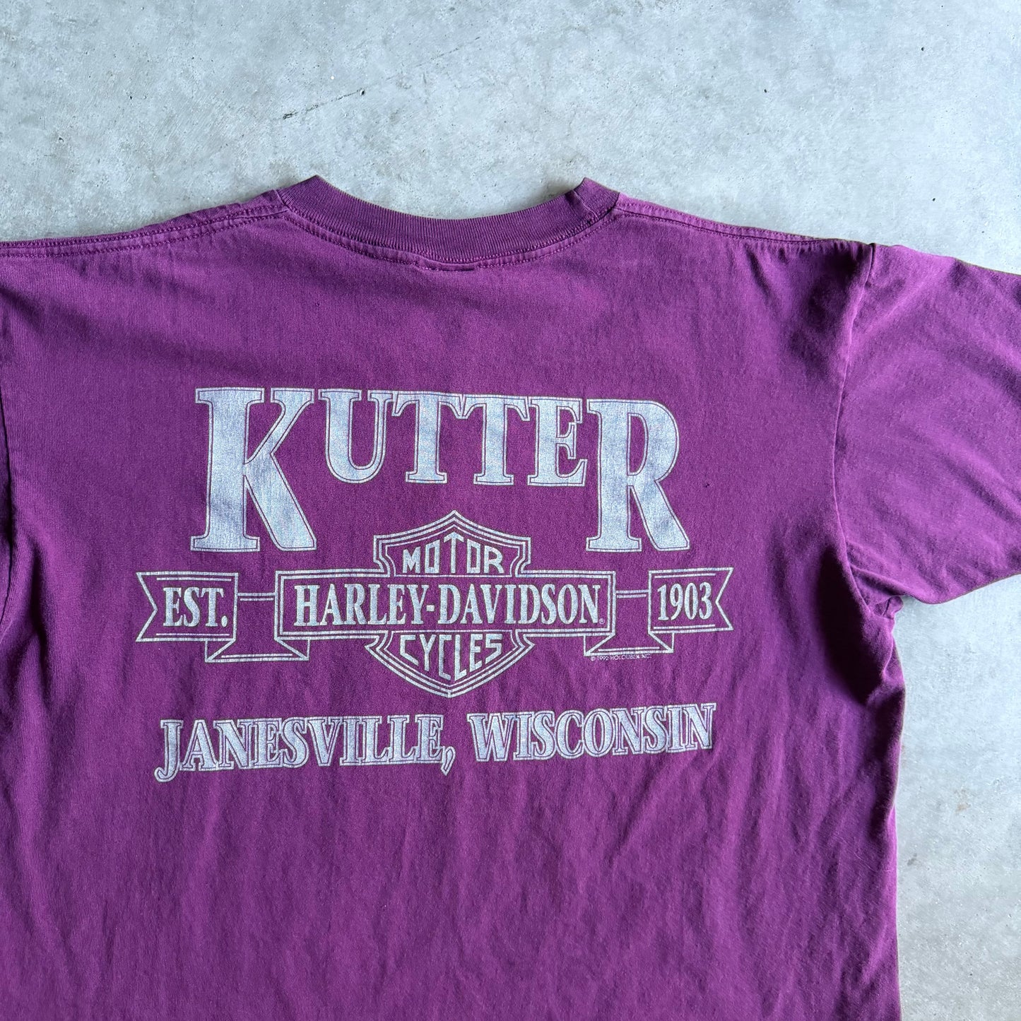 Vintage Kutter Harley Davidson Burgundy Winged Shield Tee