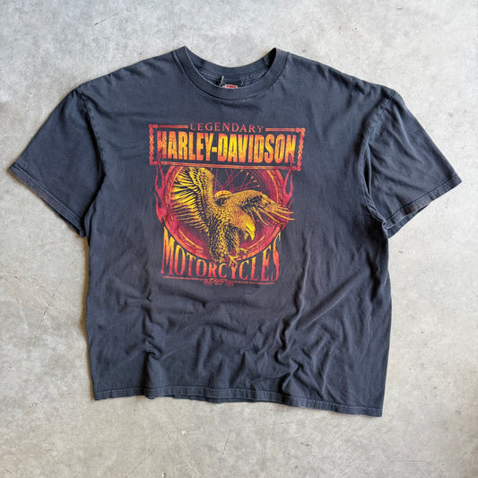 Harley Davidson Legendary Flame Eagle Spell Out Emblem Shirt