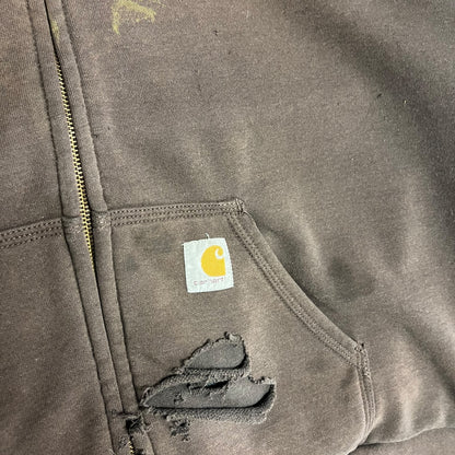 Carhartt Brown Thermal Lined Zip Up Hoodie Thrashed