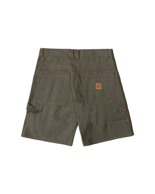 Brigade - Raw Denim Double Knee Shorts - Olive