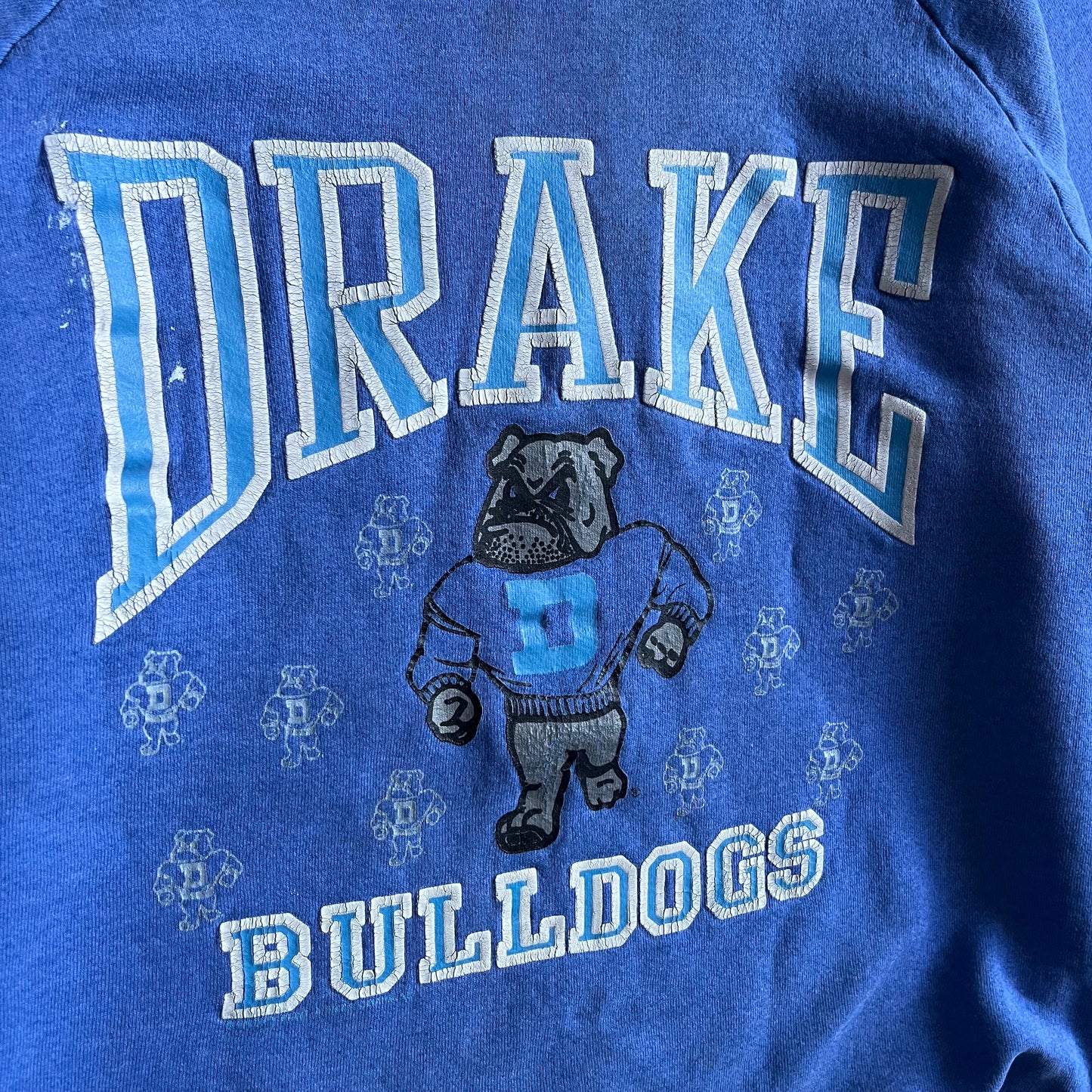 Vintage Drake University Bulldogs Mascot Multi-Print Raglan Sweatshirt