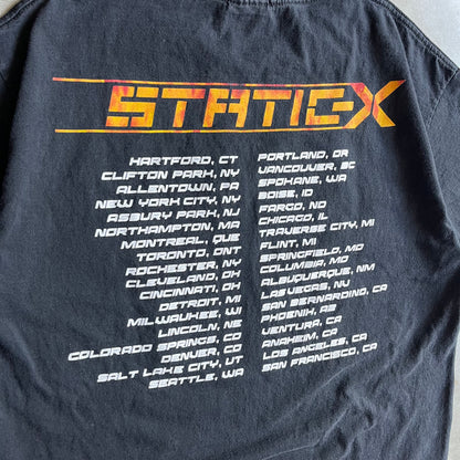 2003 Static-X Infared Black Graphic T Shirt With Tour Dates