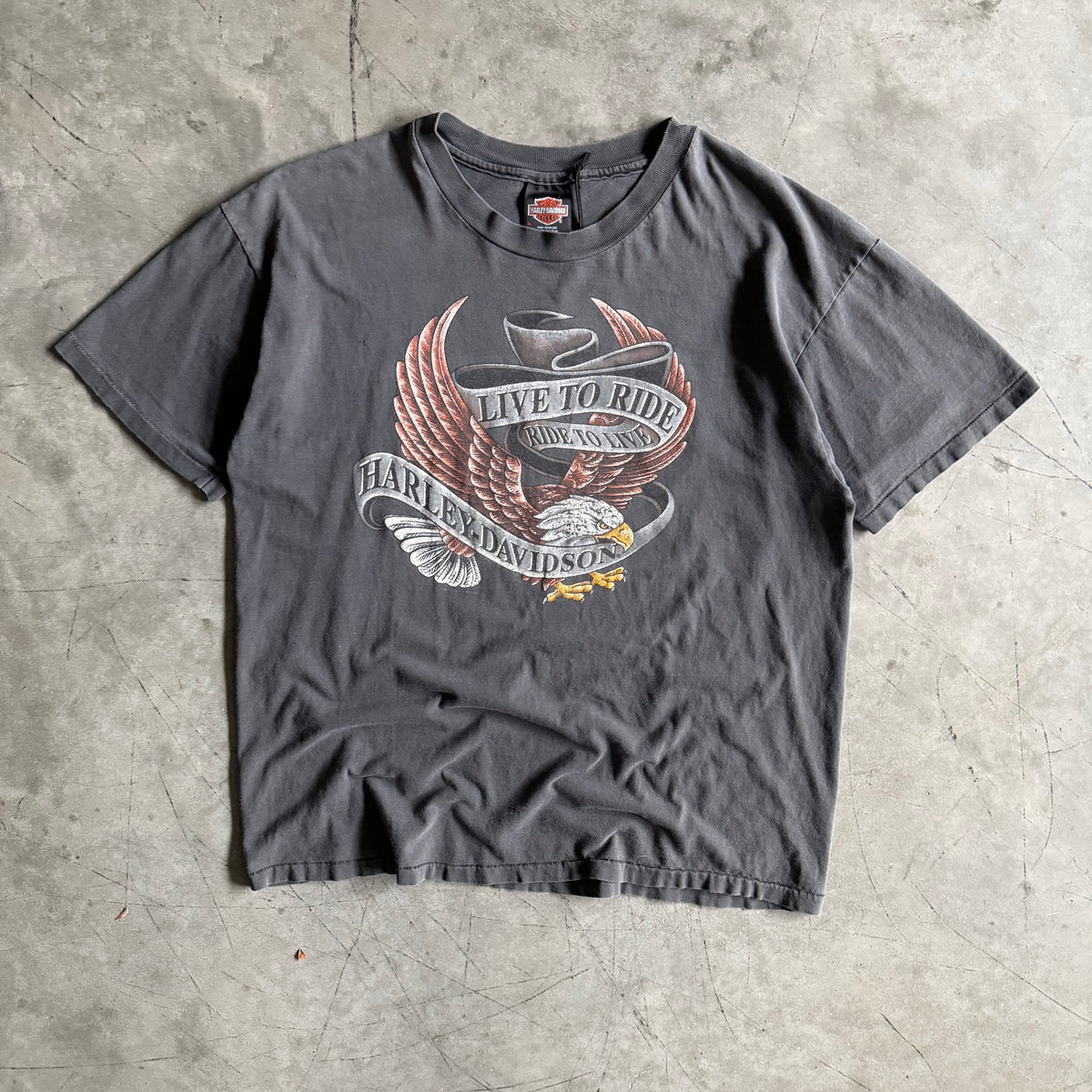Vintage Harley Davidson ‘Live To Ride’ Eagle St Barths Faded T Shirt