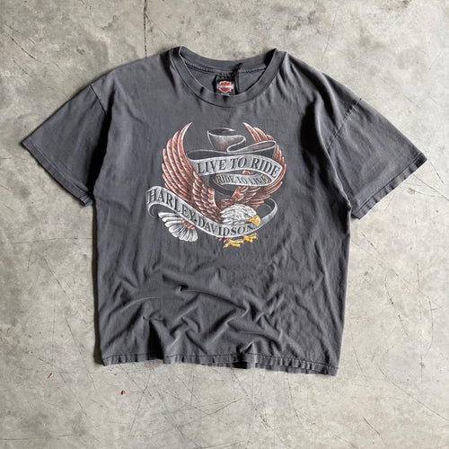 Vintage Harley Davidson ‘Live To Ride’ Eagle St Barths Faded T Shirt