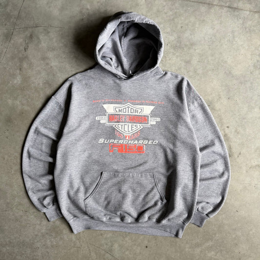 Y2K Harley Davidson Ford F150 Faded Grey Hoodie