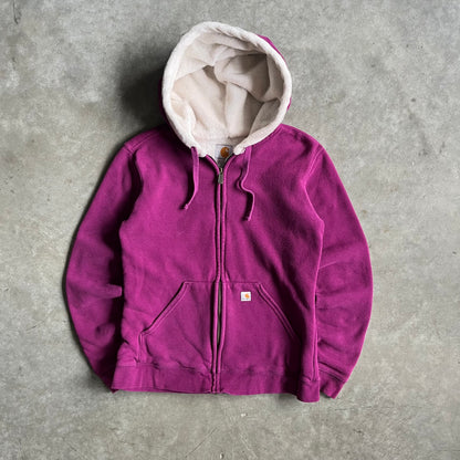 Y2K Carhartt Women’s Fuzzy Hood Plum Zip-Up