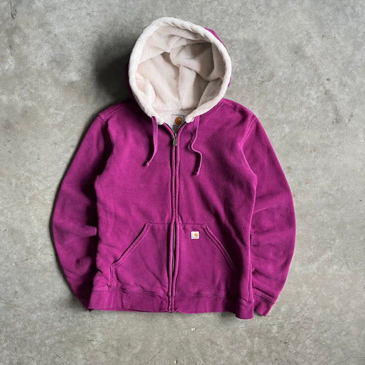 Y2K Carhartt Women’s Fuzzy Hood Plum Zip-Up