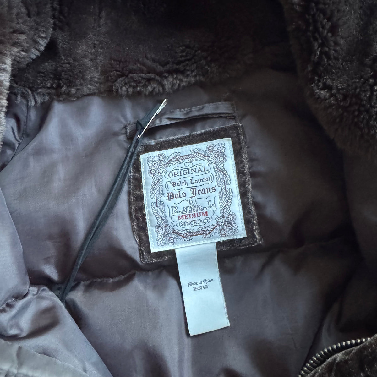 Women’s Y2K Ralph Lauren Mocha Brown Bomber Puffer Jacket