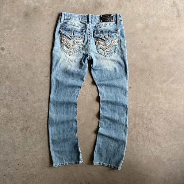 Women’s Harley Davidson Light Wash Distressed Boot Cut Flare Jeans