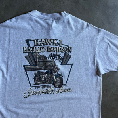 Vintage Hawk-I Harley Davidson Grey Spell-Out Tee
