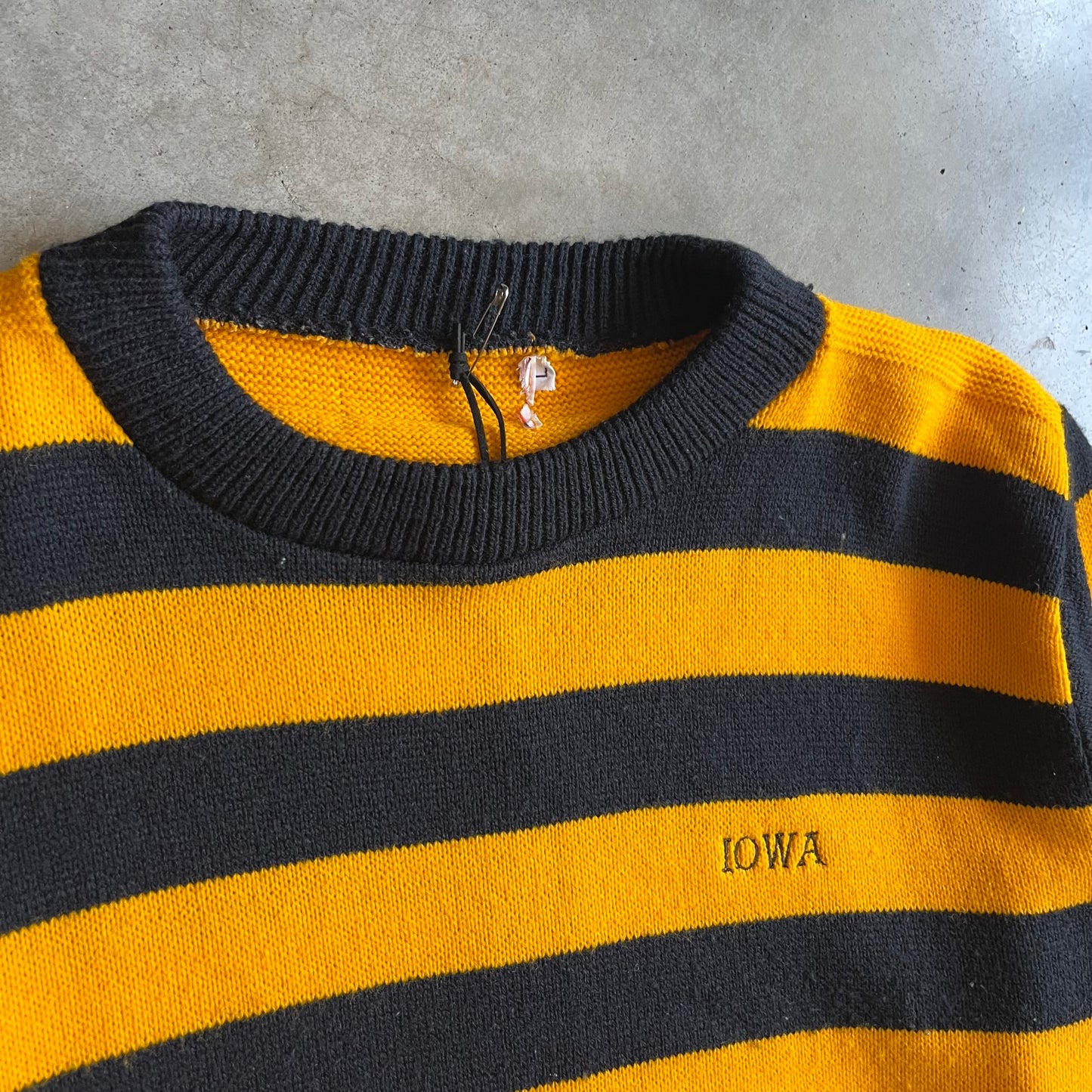 Vintage Iowa Hawkeyes Black & Gold Striped Knit Sweater