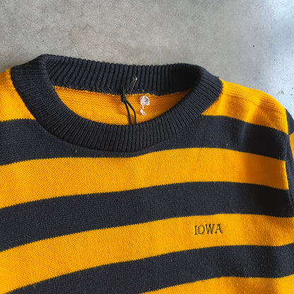Vintage Iowa Hawkeyes Black & Gold Striped Knit Sweater