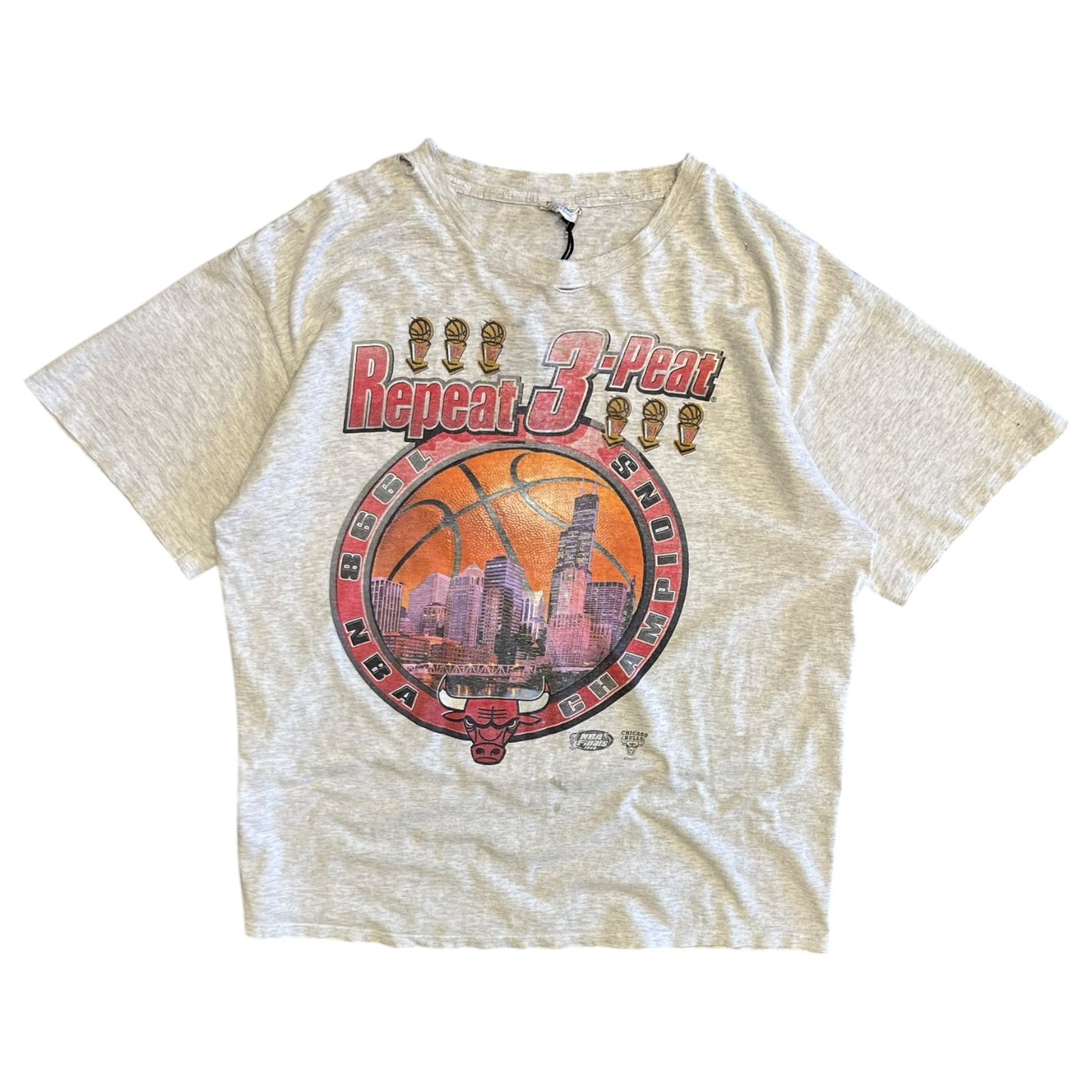 Vintage Chicago Bulls Repeat 3-Peat Distressed Tee