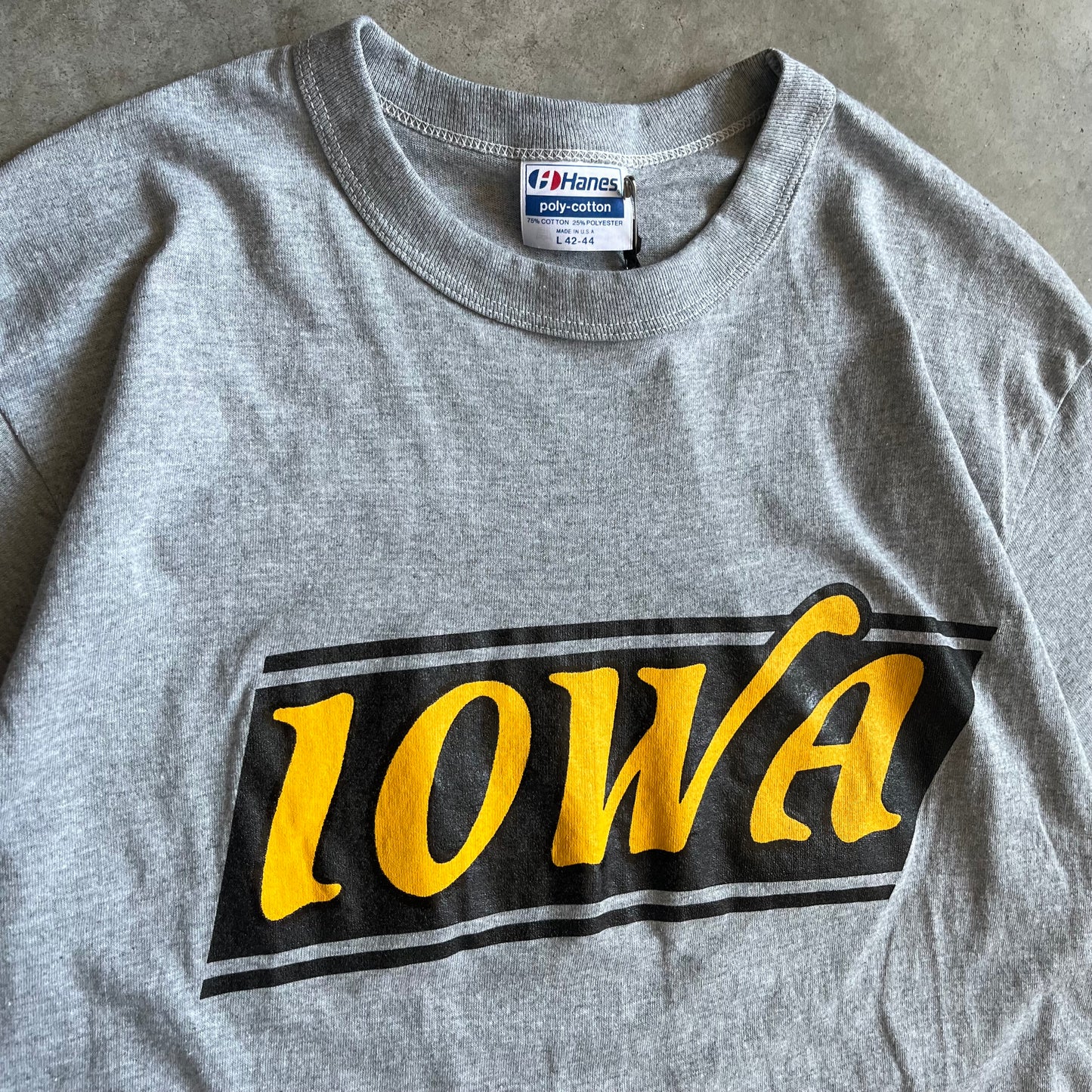 Vintage Iowa Hawkeyes Box Script Grey Tee
