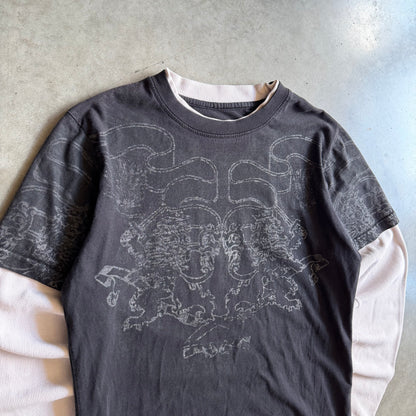 Y2K Black Gothic Waffle Knit Layered Longsleeve