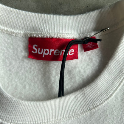SS25 Supreme White Box Logo Crewneck Sweatshirt