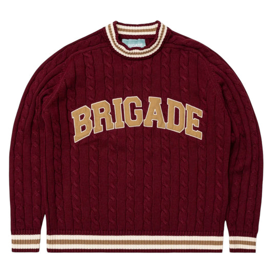 Brigade - Varsity Cable Knit Sweater(Burgundy)