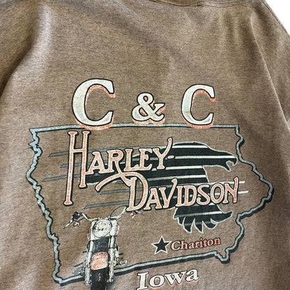 Vintage Harley Davidson Chariton Iowa Brown L/S Tee