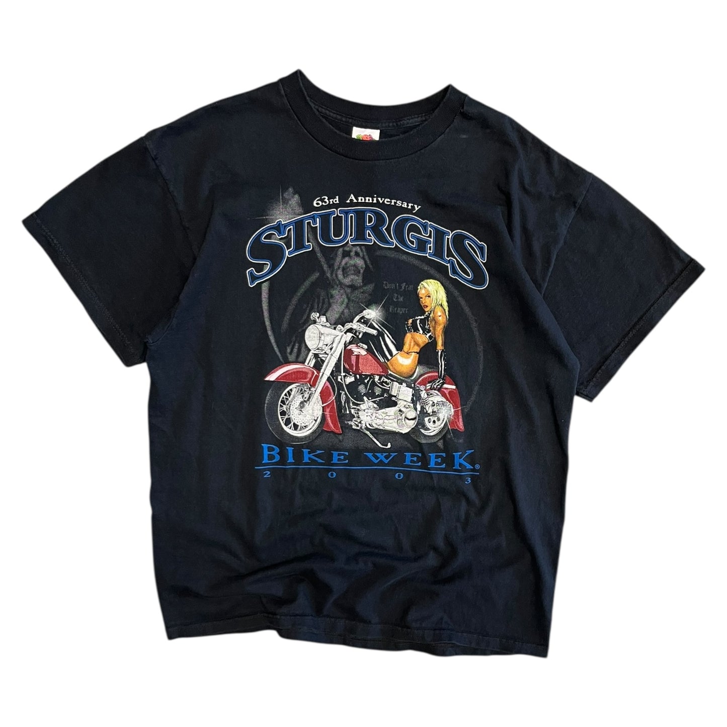 Y2K Sturgis 2003 Bike Week Blonde Motorcycle Women Tee