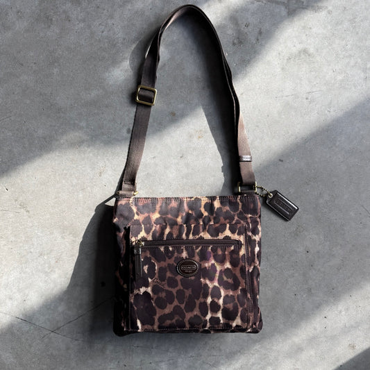 Coach Cheetah Print Canvas Crossbody Bag