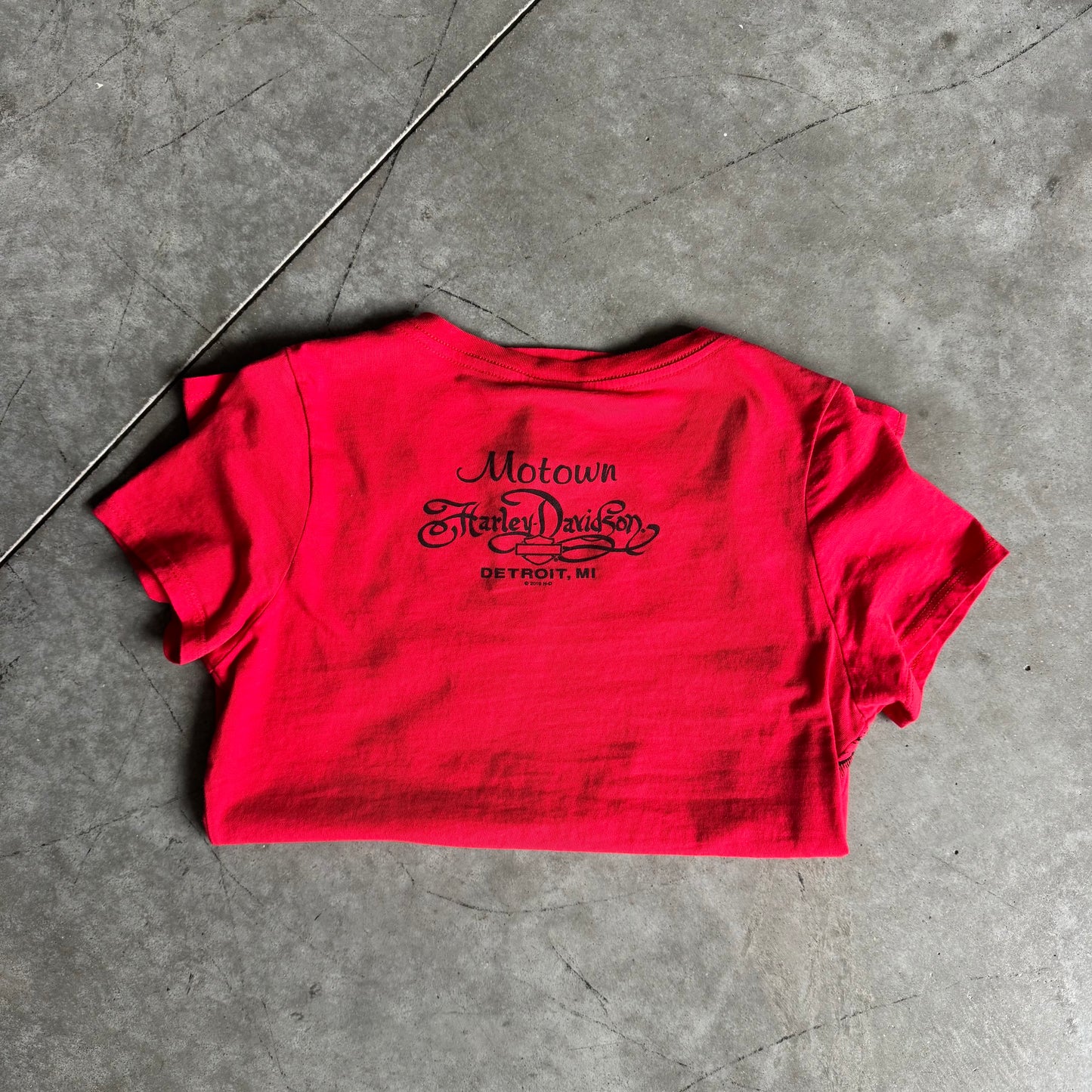 Women’s Harley Davidson Red Grunge Bling T Shirt