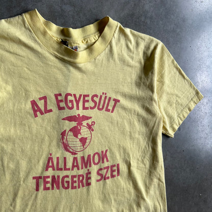70s Hungarian United States Marines Hanes Yellow Tee