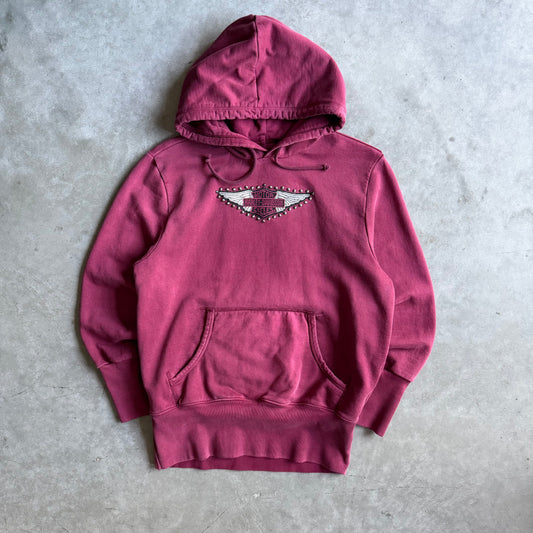 Y2K Harley Davidson Studded Chest Logo Hoodie