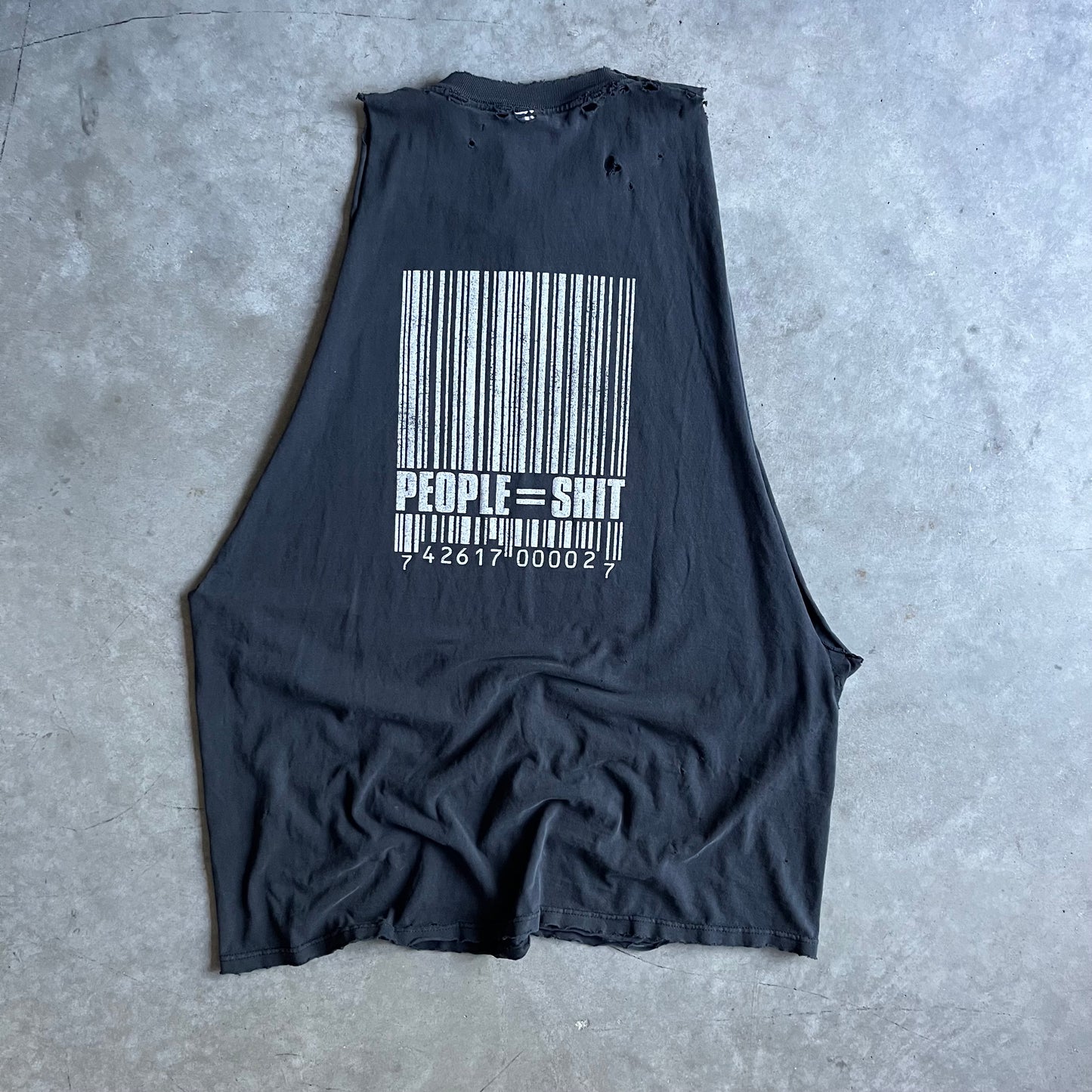 Vintage Slipknot "People = Sh*t" Barcode Distressed Cut-Off Tee