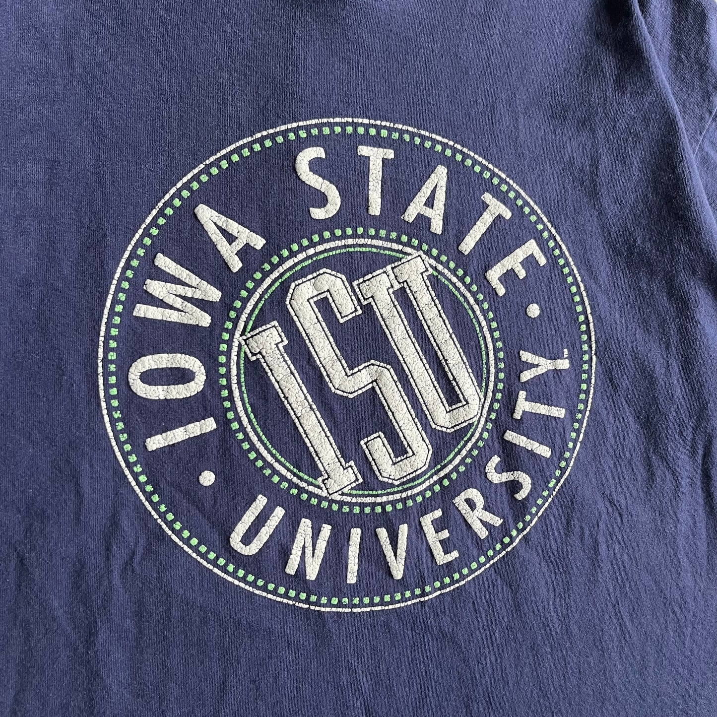 Vintage Iowa State Navy & Green Crest Logo Tee