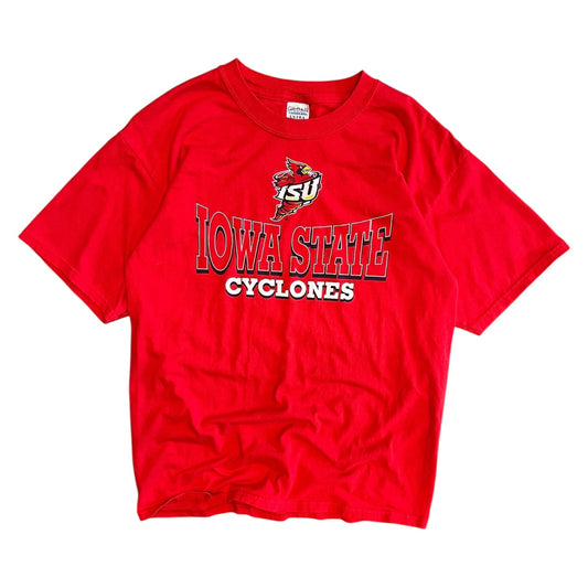 Vintage Iowa State Cyclones Small Logo Big Words Red Tee